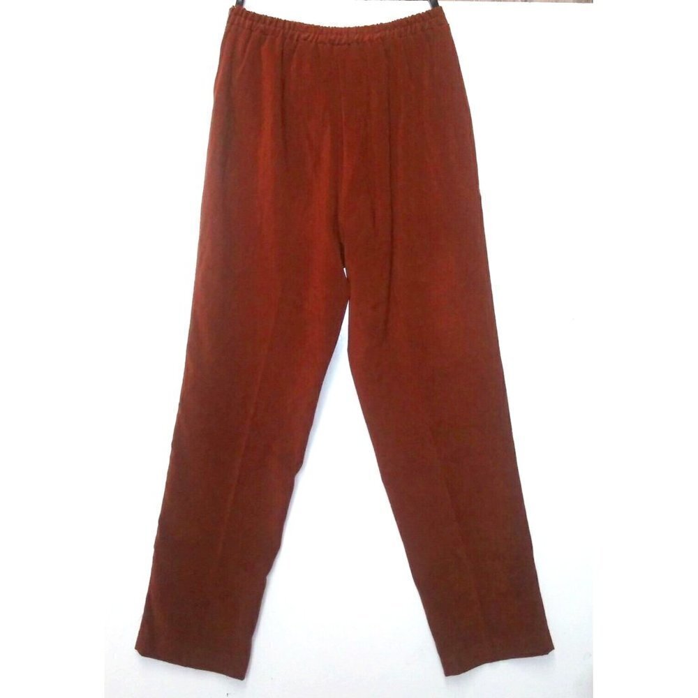WOMEN’S DRESS PANTS 8P ankle brown suede finish SAG HARBOR STRETCH elastic back